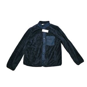 Men's Faux Fur Sherpa Button Down Jacket XL